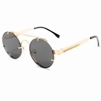 

Gothic Steampunk Round Metal Frame Mirror Sunglasses Men Women Vintage Circle Sunglasses Brand Designer 2020 Retro Trendy