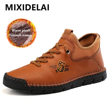 

Winter Men Boots Plush Warm Men Snow Boots Brand Winter Men Shoes Lace-Up Autumn Men's Ankle Boots Outdoor Men Sneakers Size 46