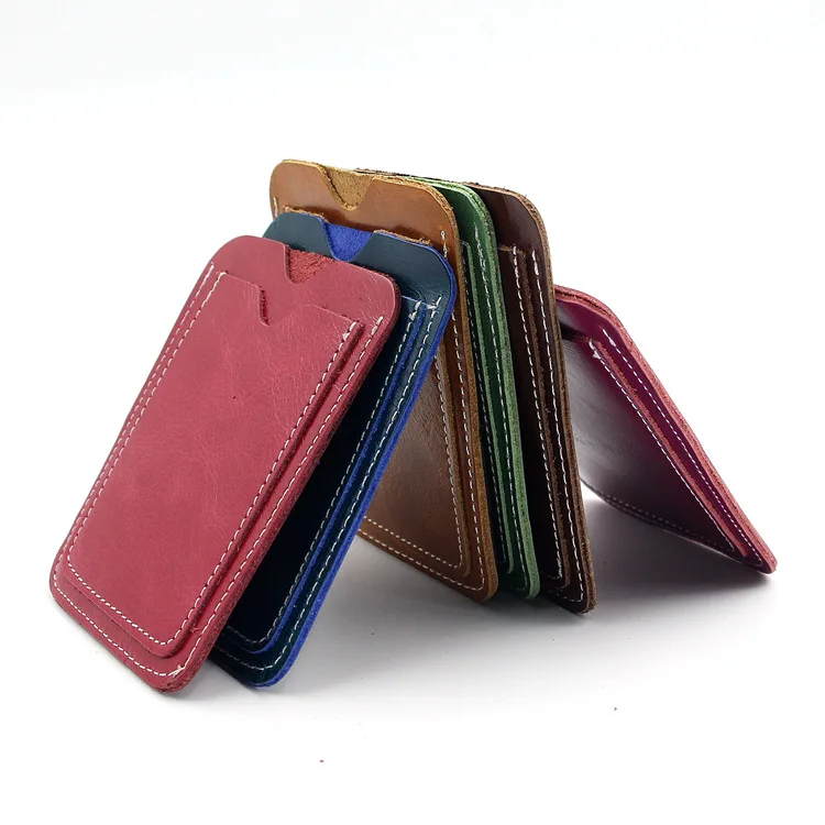 Korean-style Fashion Man Women's Genuine Leather Work Permit Card Holder Ultra-Thin Multi-functional Cowhide Student's Identific