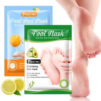 

Putimi 2Pairs Lemon/Avocado Exfoliating Foot Mask Remove Dead Skin Callus Moisturizing Foot for Pedicure Socks Anti Crack Heel