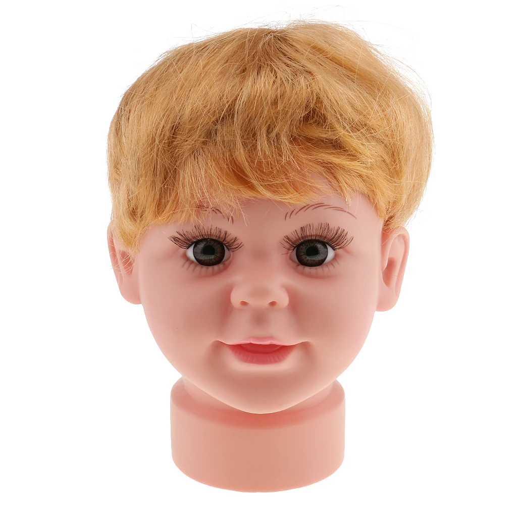 7.2 inch Tall Baby Boy Mannequin Manikin Head Stand Model with Wig for Kids Child Sun Glasses Hat Cap Display
