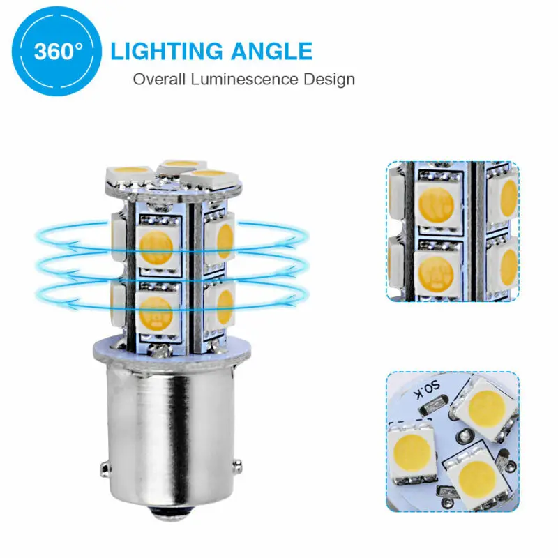 

10pcs Bright LED 1156 13-SMD RV Camper Trailer Interior Light Bulbs 1141 12V New