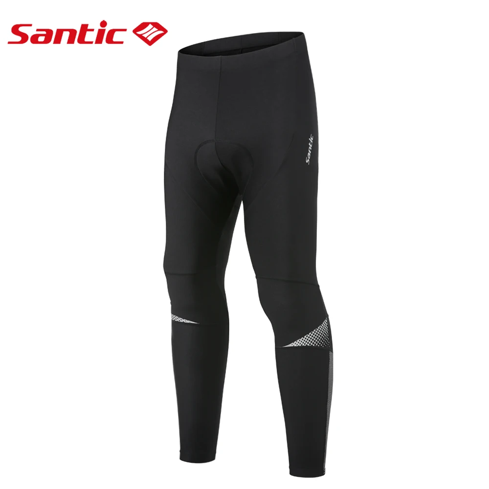 

Santic Men's Cycling Tights 4D Padded MTB Road Bike Pants Fleece Thermal High Elastic Ourdoor Sports Mountain Riding Leggings