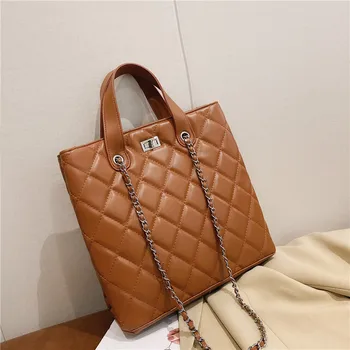 

Elegant Quilted Chain Women Shoulder Bag Large Capacity Women's andbags High Quality Pu Peather Women's Handbags Big Tote Bags