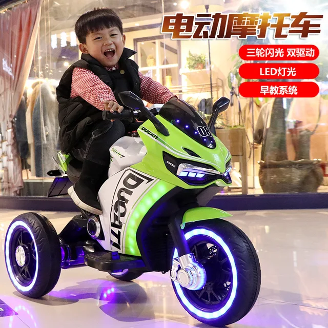 Children's Electric Motorcycle Charging Electric Large Tricycle Stroller Ride on Car Electric for Kid Children 2-10 Years Old 3