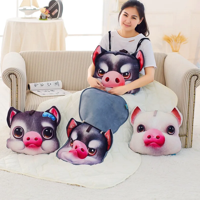 3D мультяшная подушка, одеяло, подушка, креативная плюшевая игрушка, кукла хаски, Воздушная наволочка, подушка на заказ