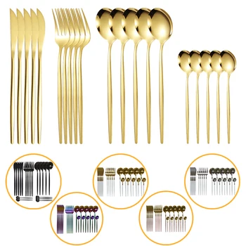 20 pezzi Set di stoviglie in oro Set di posate in acciaio inossidabile Specchio Posate Coltello Forchetta Cucchiaio Set di posate per stoviglie Lavabile in lavastoviglie 1