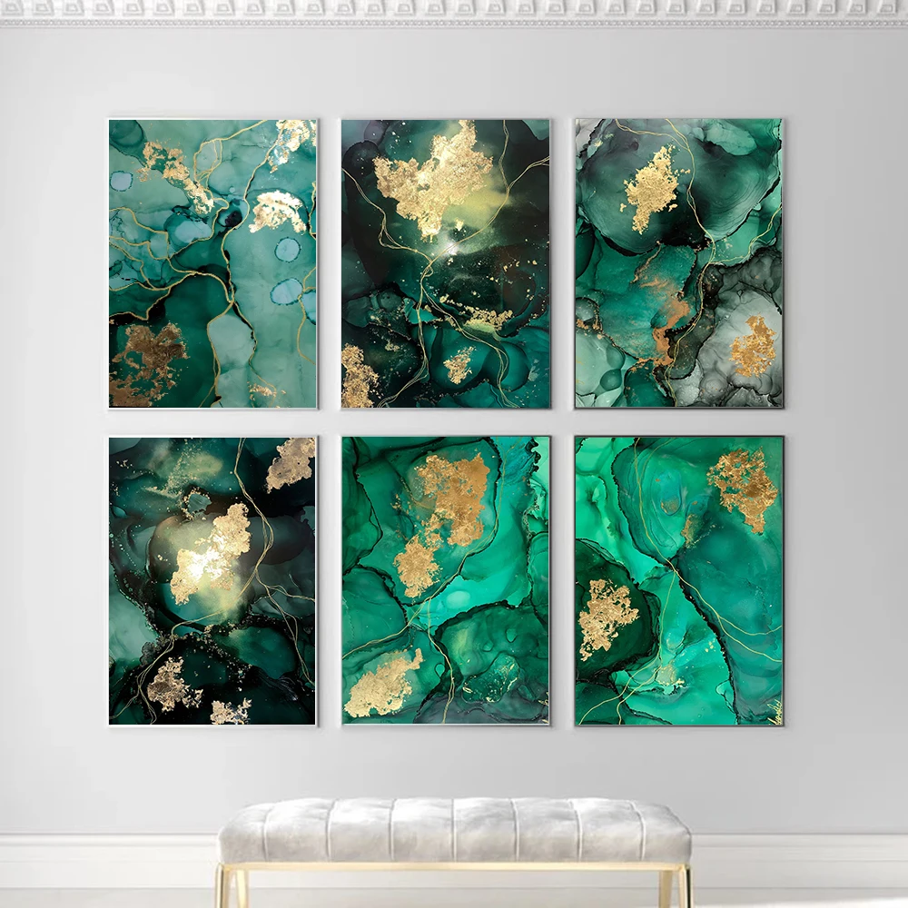 Gold Foil Art Canvas Wall Art Poster Nordic Abstract Colorful Texture Print Painting Decorative