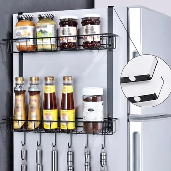 

Storage Rack Shelf Cupboard Organizer Kitchen Home Basket Practical Countertop Spice Cabinet Space Saving Refrigerator Hanging