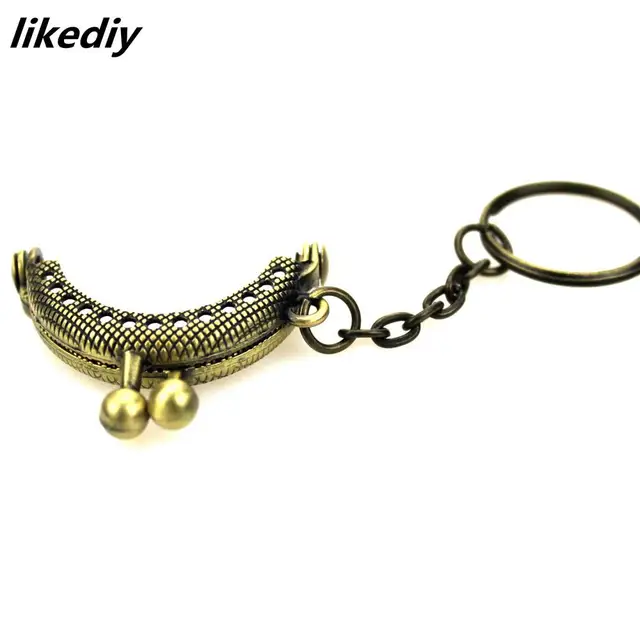 20 Pcs/Lot 4 CM Bronze/Silver/Golden/Gun Black Half Round Metal Purse Frame Kiss Clasp Lock With Key Ring Bag Accessories 6