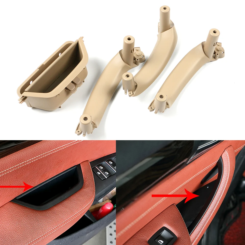 

RHD Beige Black Car nterior Door Handle Inner Door Panel Handle Pull Trim Cover For BMW X3 X4 F25 F26 2010-2017