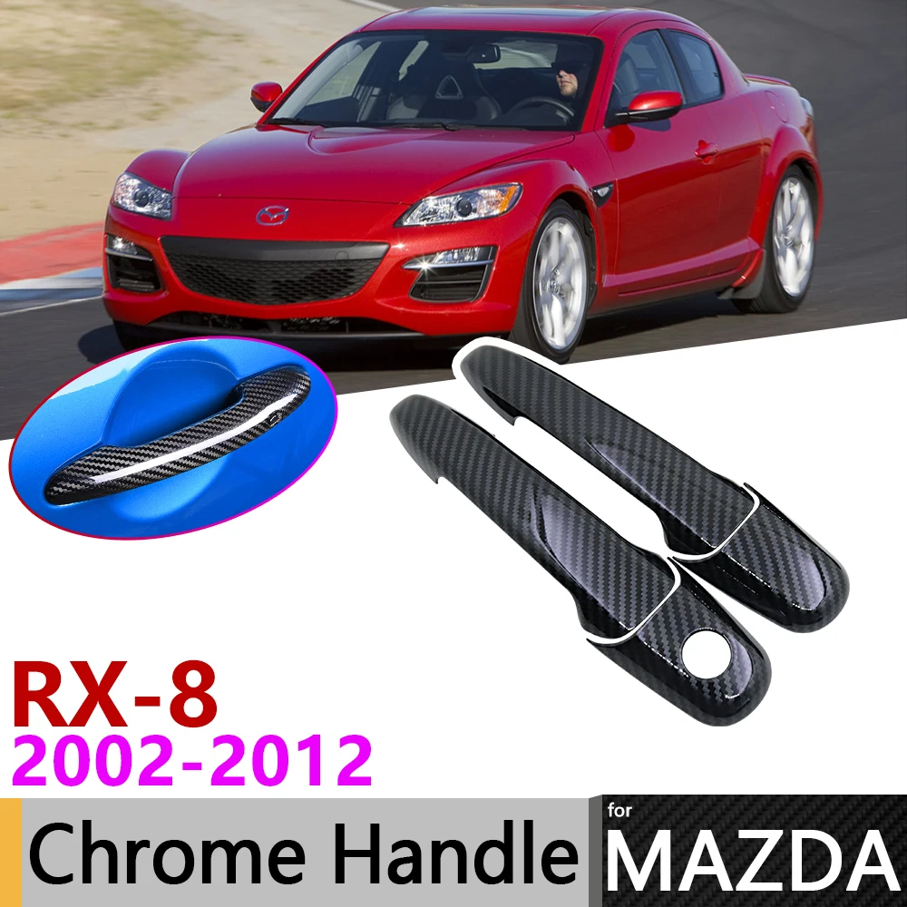 Black Carbon Fiber Door Handle Cover For Mazda Rx8 Rx8 Rx 8 20022012