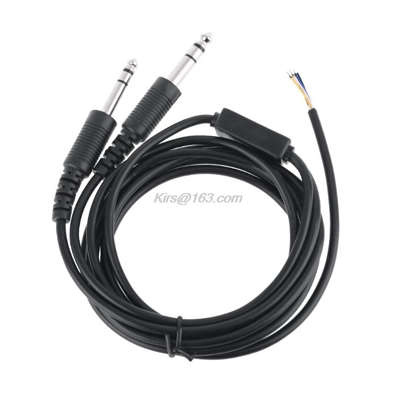 200cm DIY Aviation Headset Dual plug Aircraft Headphones Replacement Cable Durable Mono Audio Cable Line Cord