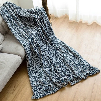 

Faux Fleece Throw Blanket Soft Travel Blanket Leopard Printed Bedspread Comfortable Plush Cover for Bed Sofa Warm Gift Q30
