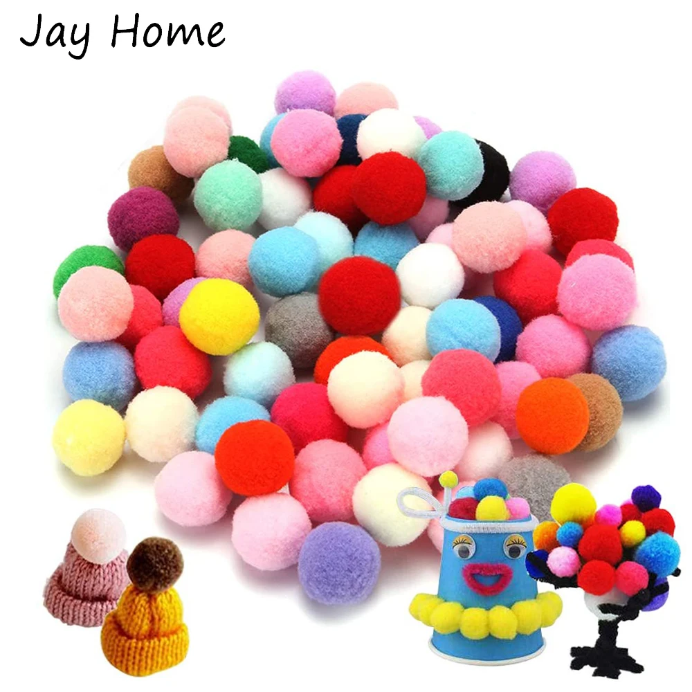 

100Pcs Soft Fluffy Pompoms Mixed Color Pom Poms Ball 10/15/25mm Wedding Christmas Party Decoration DIY Crafts Sewing Supplies