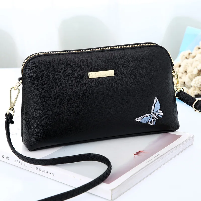 

New Fashion Women's Bag Korean Crossbody Bag Embroidery Flower Butterfly Shoulder Bag Simple Mini Shell Bag Wild Lady Handbag