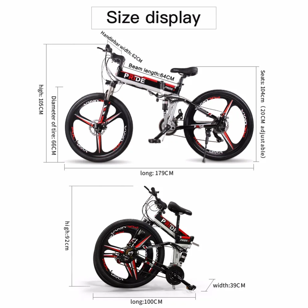 Comprar Bicicleta eléctrica plegable de aluminio de 26 pulgadas bicicleta eléctrica de 500W potente motor 48V12. 5A batería de bicicleta de montaña e ciudad bicicleta de nieve
