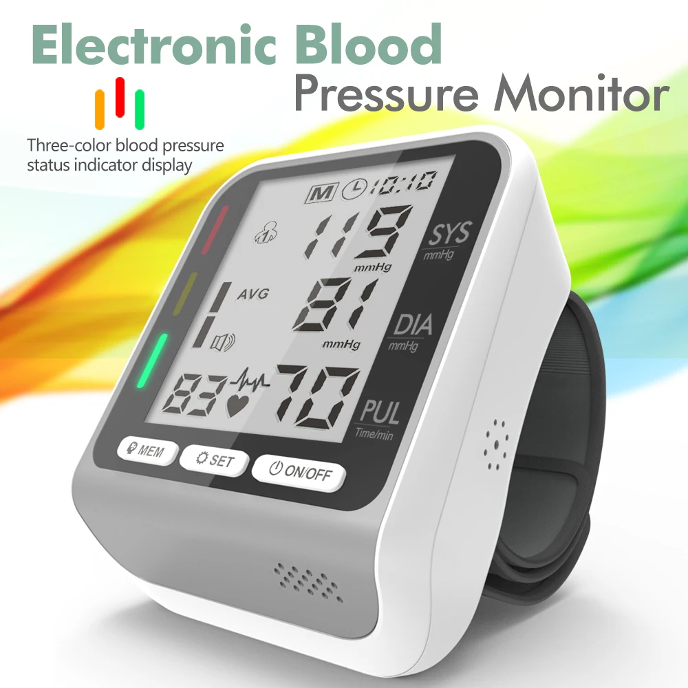 

New automatic smart wrist electronic sphygmomanometer Blood pressure meter with three-color blood pressure status indicator