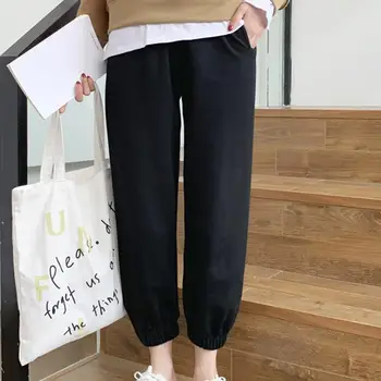 

Pants Women Autumn Outdoor Sport Solid Color High Waist Cotton Beam Foot Warm Pants Sports Long Pants