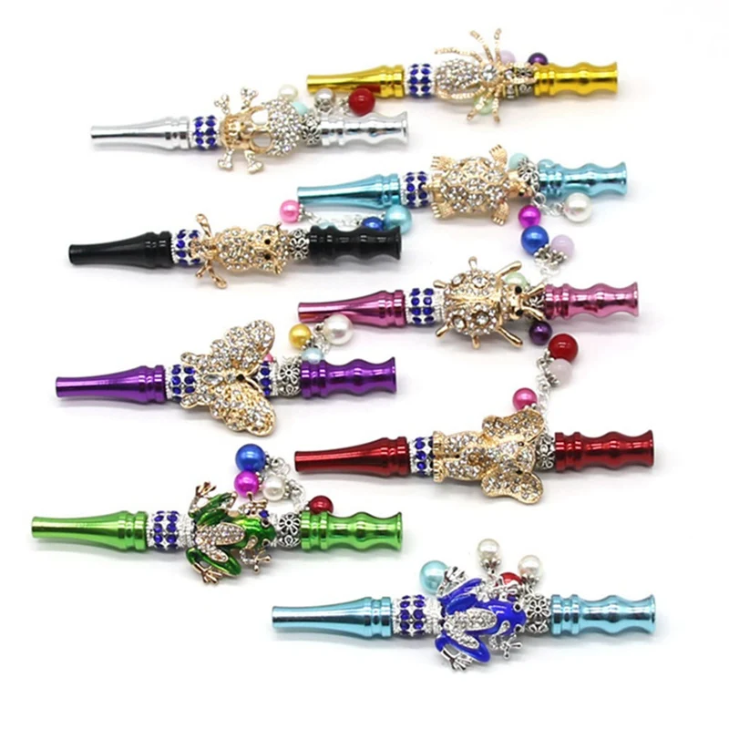 

1PC Animal Skull Shape Cool Handmade Inlaid Jewelry ball Alloy Shisha Hookah Mouth Tips Mouthpiece Tip