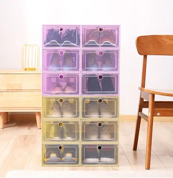 

1/6pcs Plastic Shoe Cabinets Creative Dust-proof Transparent Storage Shoe Box Bed Storage box To Save Space Clothing cabinets