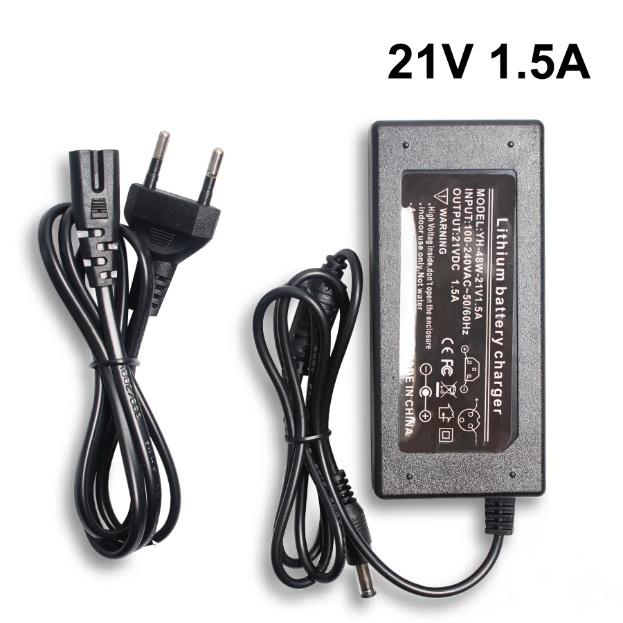 

1PC 21V 1.5A Lithium Battery Charger DC Jack 5.5 * 2.1 MM Power Adapter Charger for Batteries 18650 18490 14650 14514430
