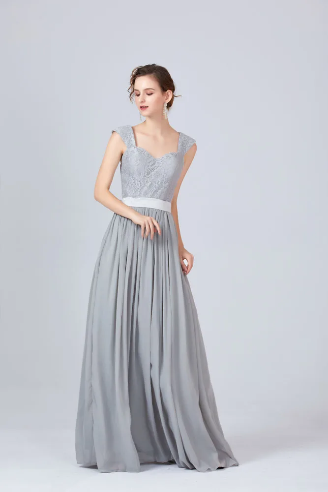 Lace Up Women Evening Dress Vestido de Fiesta Grey Color Celebrate Party Dress Elegant A-Line Long Dress Embroidery Dres WS-3773 Evening Dresses