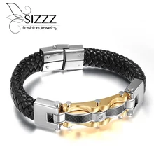 Модный женский мужской кожаный веревочный браслет Племенной Плетеный Браслет-манжета браслет замок из нержавеющей стали украшения для мужчин