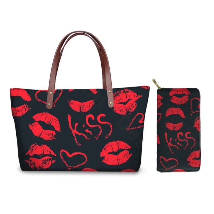 Bolso hombro con estampado de labios para carteras conjunto de moda, novedad de 2021|Bolsos de hombro| - AliExpress