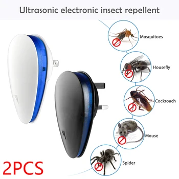 

2Pc Hot Ultrasonic Pest Repeller Mosquito Killer Electronic Repellent Anti Rodent Mice Cockroach Rat Spider Insect US/UK/EU Plug