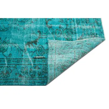 

Handmade Turquoise Vintage Overdyed Turkish Area Rug 157x228 Cm-5'2''X7'6''