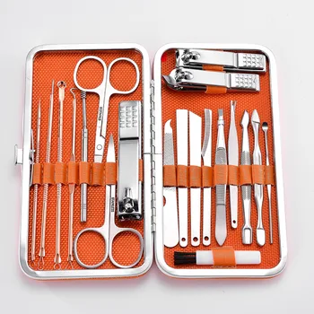

20pcs/set Stainless Steel Nail Clipper Set Professional Pedicure Scissor Acne Needles Manicure EyebrowTool Kit Set 5 Color