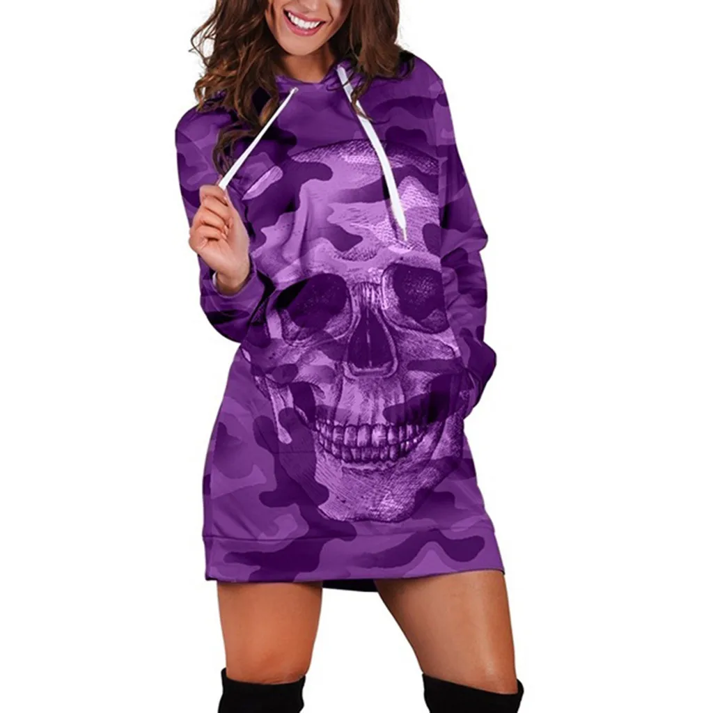 Camouflage Skull Long Sleeve Hoodie 19