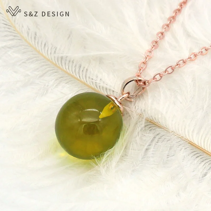 S&Z DESIGN Fashion 585 Rose Gold Color Round Flower Beads Pendant Necklace For Women Temperament Elegant Wedding Fine Jewelry