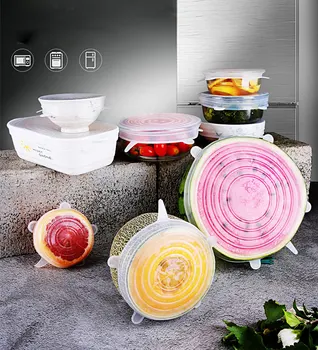 

European standard silicone cover 6-piece multi-function sealing and fresh-keeping creative stretching suitable for various dishe