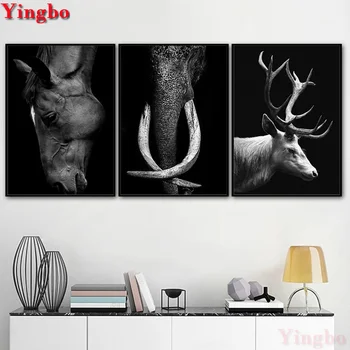 

3 pcs DIY Diamond Painting Horse/deer/elephant Full Square/Round Diamond Mosaic Picture Of Rhinestones Cross Stitch Home Decor