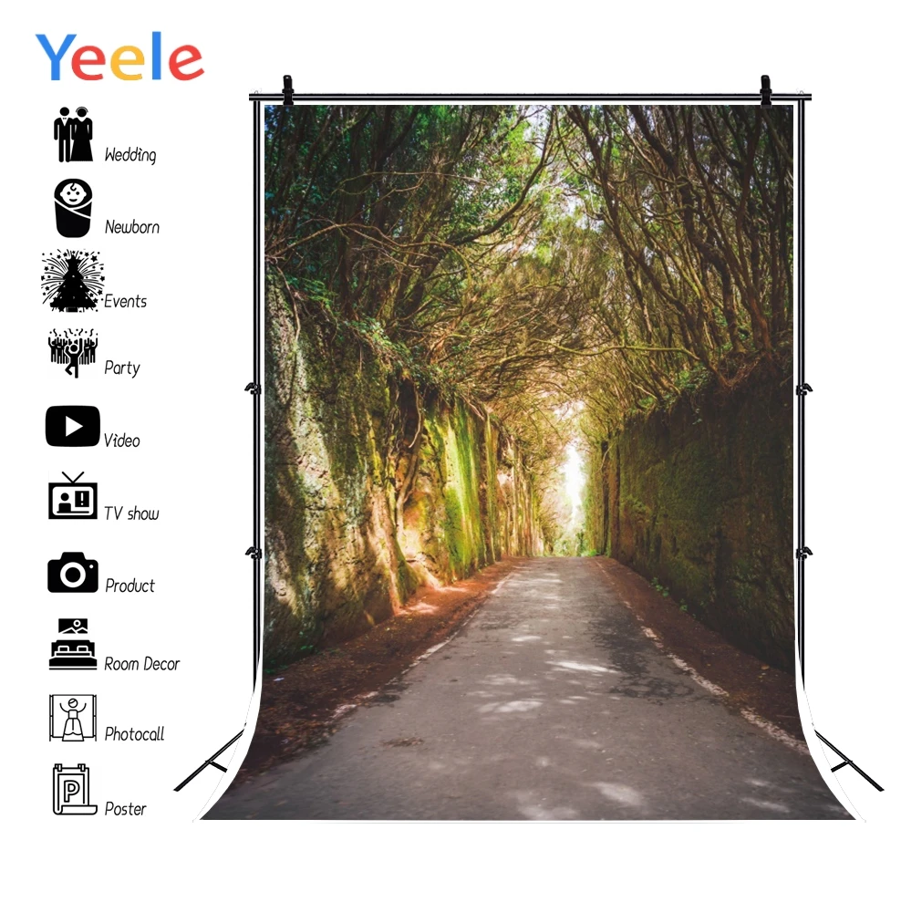 Yeele Green Trees Forest Avenue Path Road Tunnel Custom Scenery Photography Backdrops For photo Studio Backgrounds Photographic |