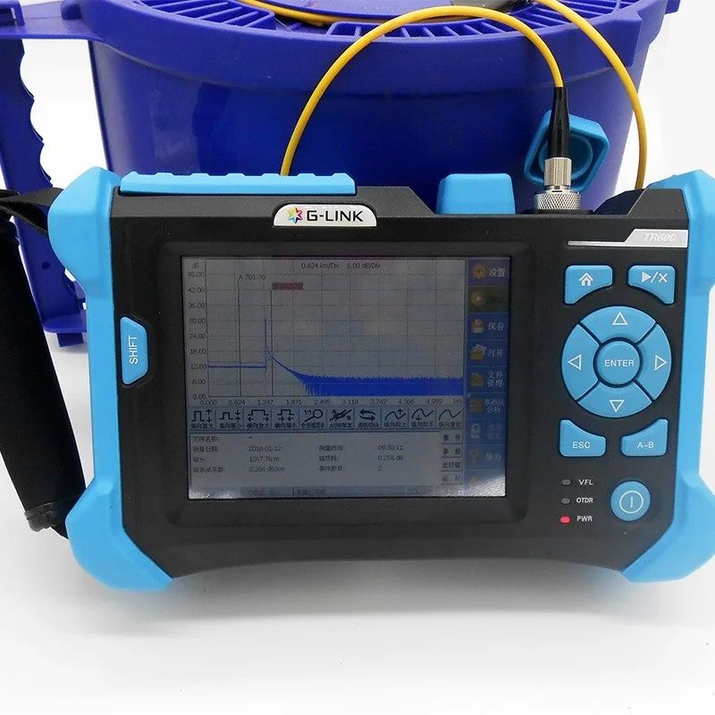 

TR600 32/30dB SM 1310/1550nm OTDR Optical Time Domain Reflectometer Fiber Optic OTDR with Built-in VFL Touch Screen