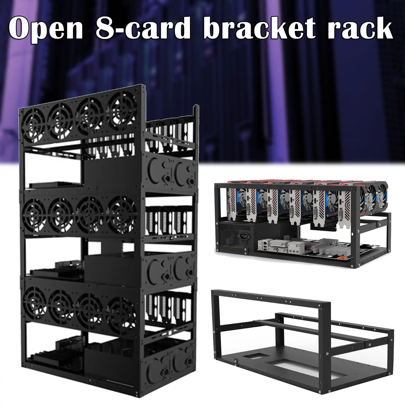 Open Mining Rig Frame for 12 GPU Mining Case Rack,12 GPU Rig Motherboard Bracket ETH/ETC/ZEC Ether Accessory Tool 3 Layers 