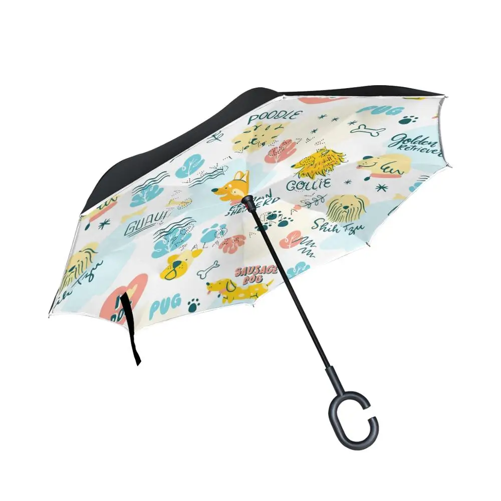 

Susino Footprint With Lion Reverse Umbrella Women Men Double Layer C-Shape Handle Ladies Umbrellas Waterproof Windproof