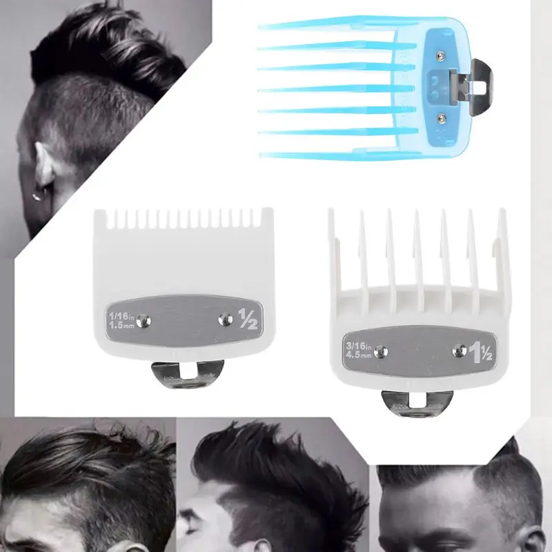  8/10Pcs Barber Shop Styling Guide Comb Set Transparent Hair Clipper Limit Comb