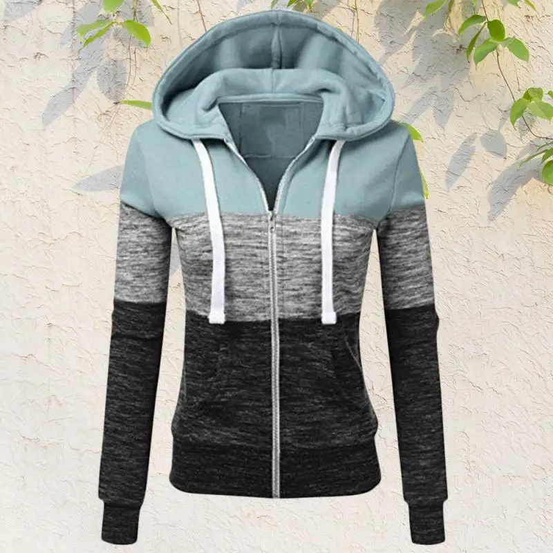 

Women's Zipper Hooded Hoodies Jacket Casual Drawstring Slim Fit Long Sleeve Pullover Sweatshirt Plus Size Hooded Zipper Tops
