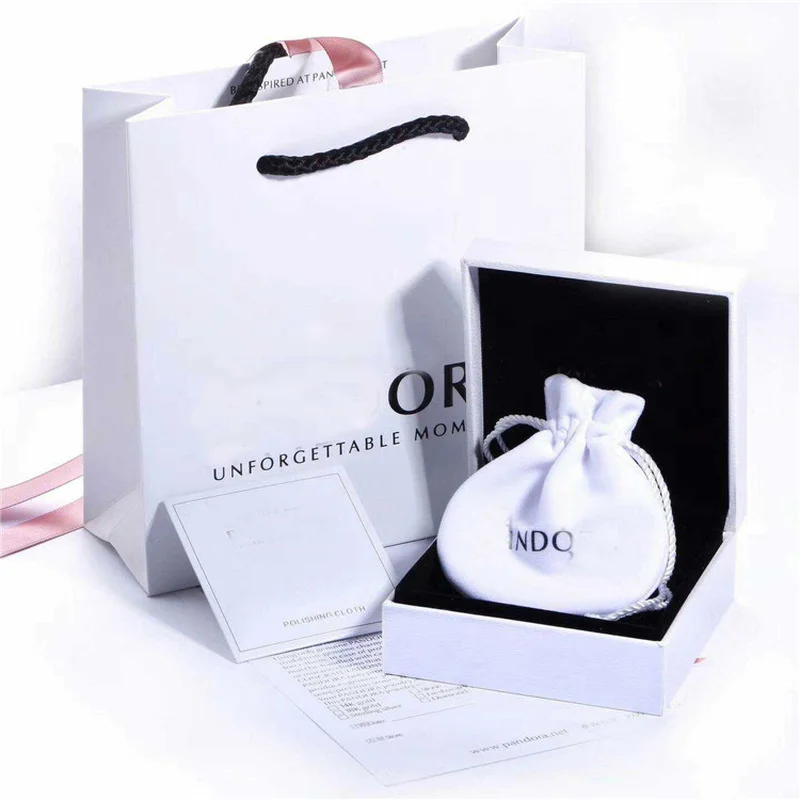 5pcs/set Jewelry Packaging Box Set Tote Bags Handbag Velet Bag Fit Pandora Beads Charms Earrings Ring Bracelet Necklace | Украшения и