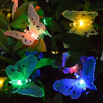 

Solar Garlands String Lights 12 LED Multi-color Fiber Optic Butterfly Decorative Lights Fairy Lights Battery Garden Xmas Decor