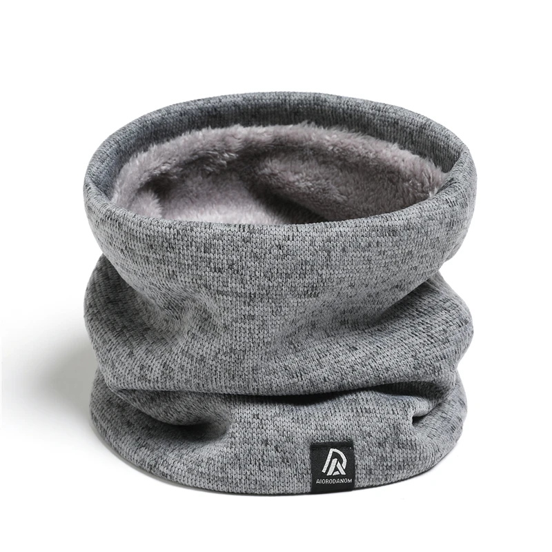 Enfärgad kashmirplysch varm vinterringhalsduk kvinnor män stickad helmask snood halsdukar bufanda tjock avgasrör_voghion.com