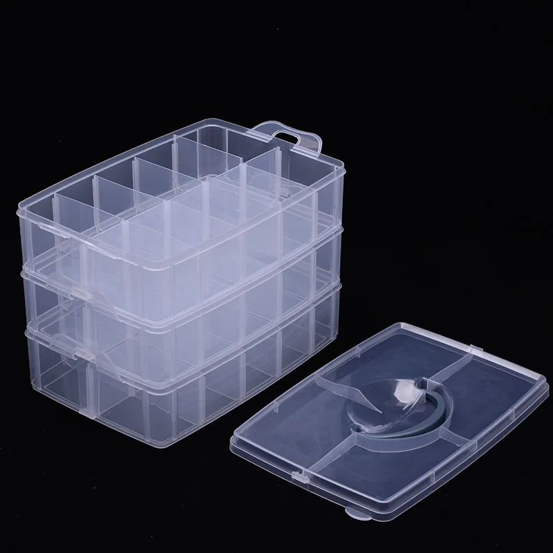 3 Layers 30 Compartments Clear Storage Box Container Jewelry Bead Organizer  Plastic Portable Arts Container for Home - AliExpress