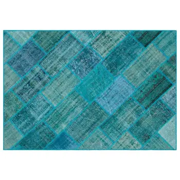 

Handmade Turquoise Vintage Overdyed Patchwork Area Rug 160x230 Cm-5'3''X7'7''