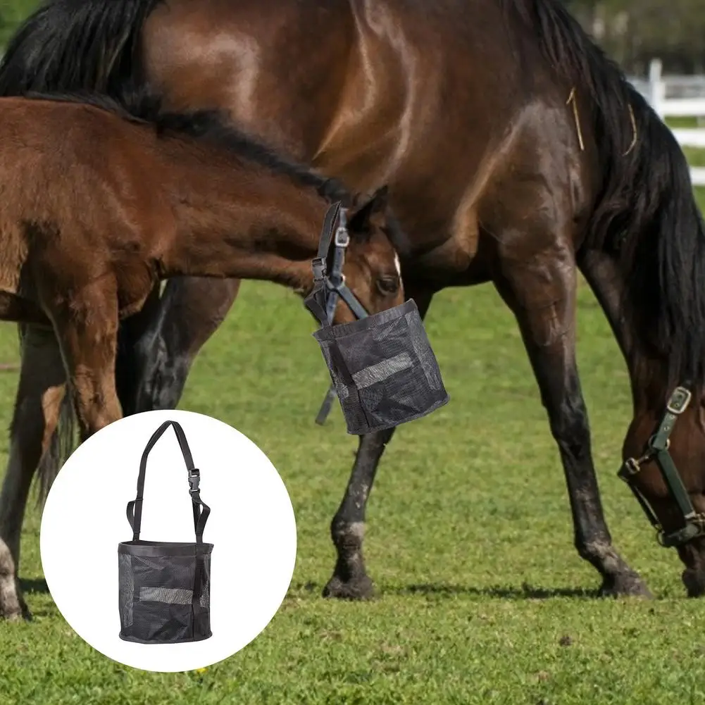 Horse Feed Bag Slow Feeding Mesh With Adjustable Strap Multi-lattice Hay Bags Equestrian Supplies | Дом и сад