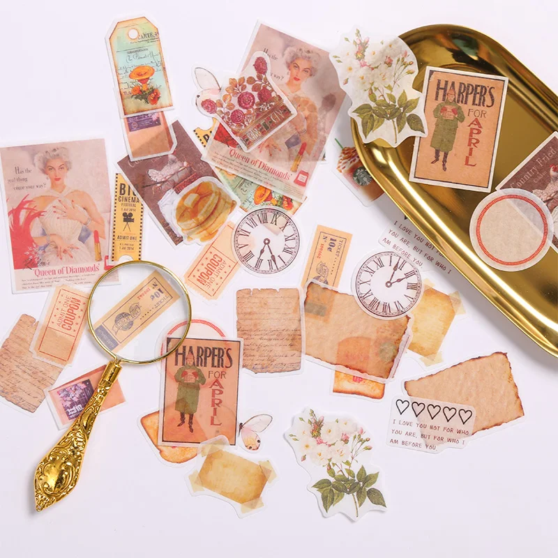 

40PCS Vintage Dessert Girl Stickers DIY Scrapbooking Album Journal Diary Project Making Happy Planner Week Decoration Stickers