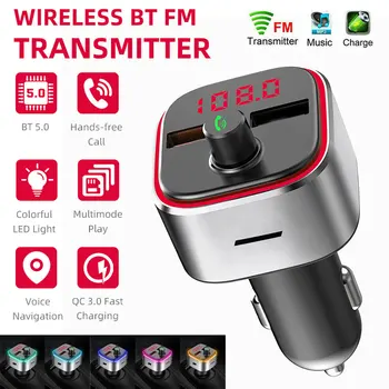 

VicTsing Wireless Bluetooth FM Transmitter Bluetooth 5.0 Car Kit Radio MP3 Player USB Charger Handsfree Call Auto Pairing Power